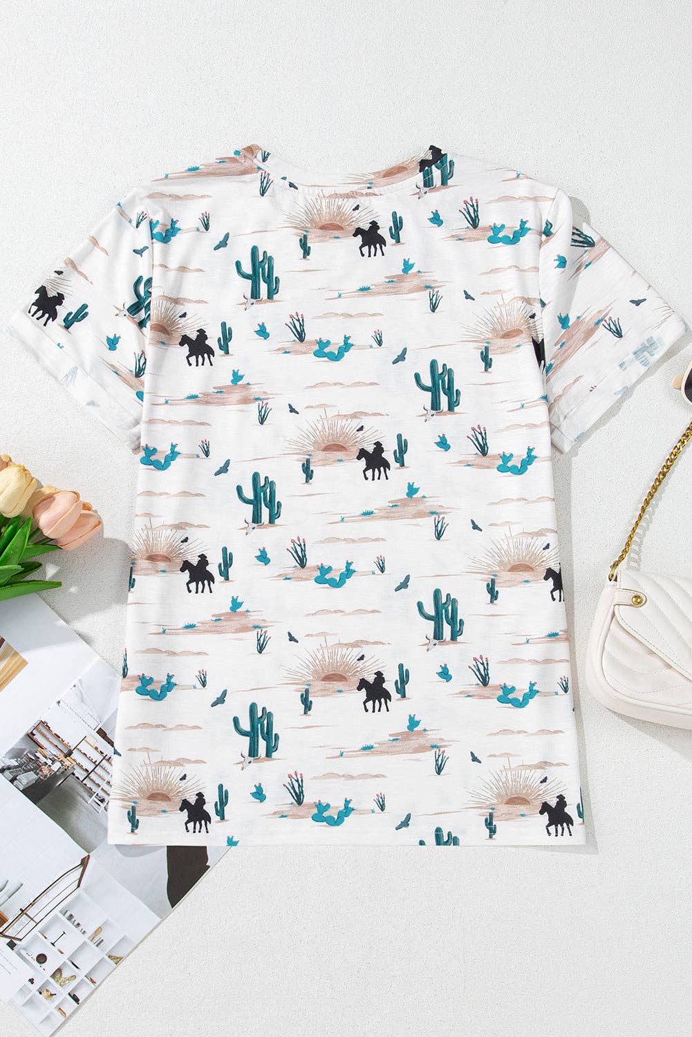 OP=OP - Pretty Bash - Western Cactus top korte mouw t-shirt