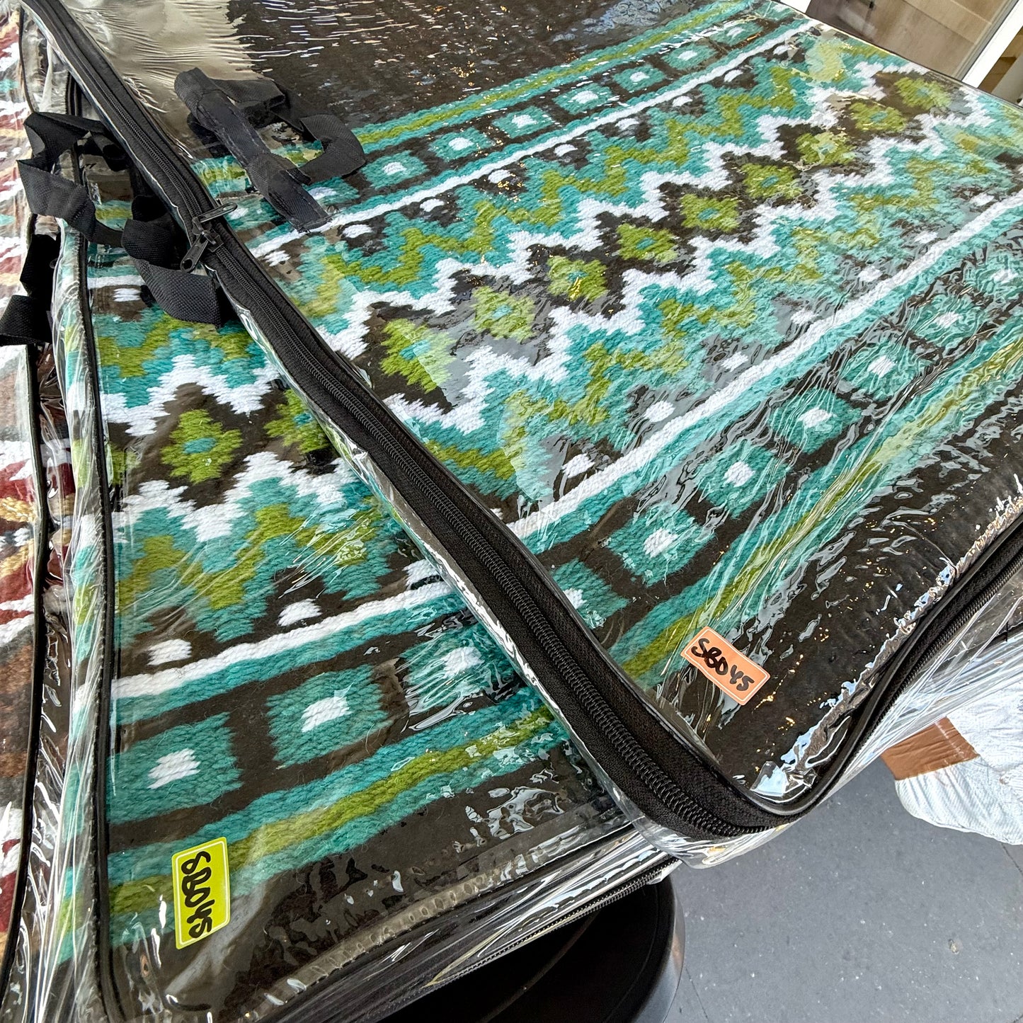 SB045 - Western oversized showblanket A - Zwart, groen, turquoise