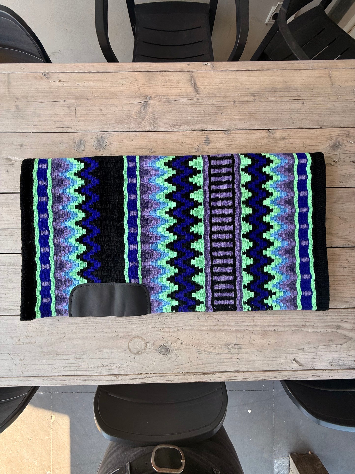 OP=OP - SB031 - Western oversized SHORT showblanket A - Zwart, blauw, paars, mint