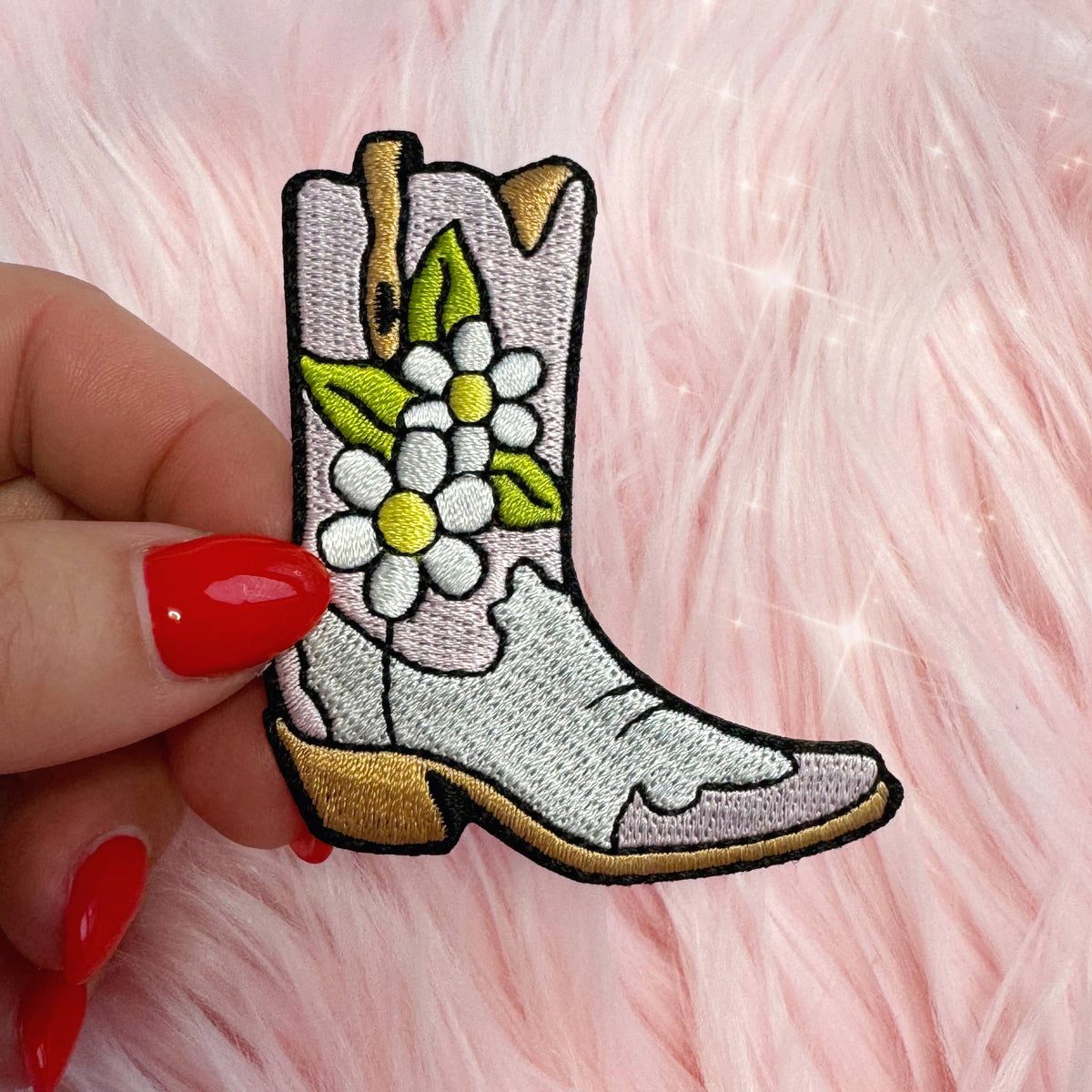Wildflower Co - Daisy cowgirl boot patch bloemen strijkapplicatie