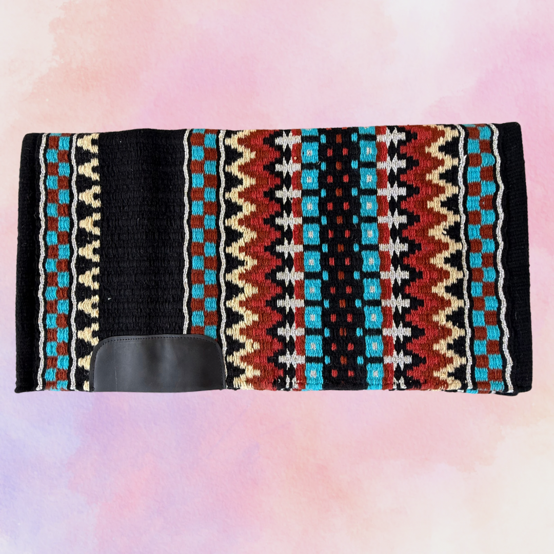 OP=OP - SB038 - Western oversized SHORT showblanket A - Zwart, Turquoise, bruin