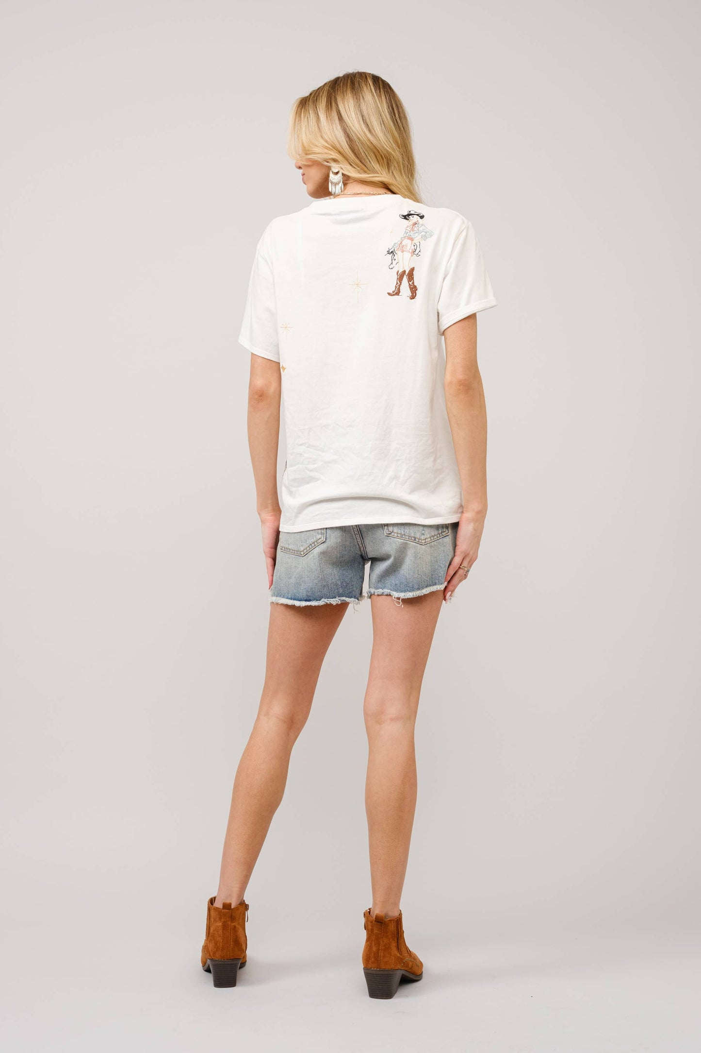 Blue B - T-shirt met geborduurd grafisch motief in westernmotief