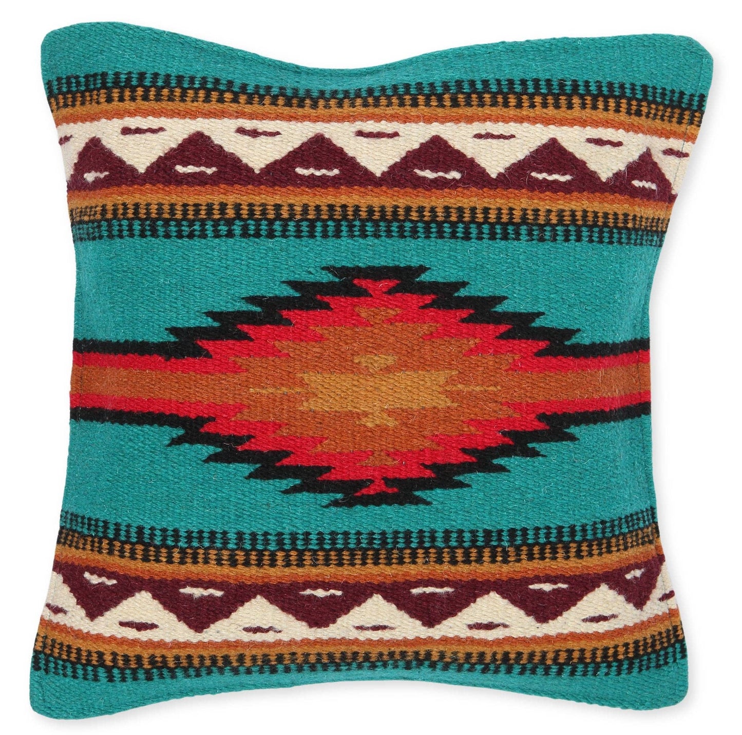 El Paso - Wool Maya modern cushion cover turquoise/orange #8