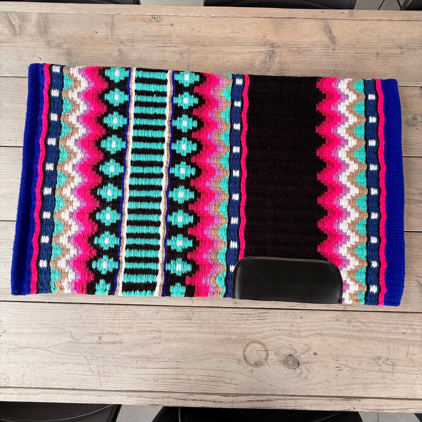 SB028 - Western oversized showblanket A - Zwart, blauw, roze, turquoise