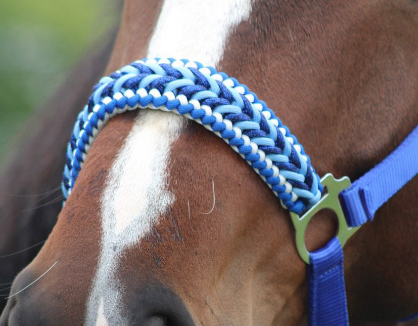 Handgemaakte paardenhalsters - Geknoopt halster ‘Feeling Blue’ blauwmix