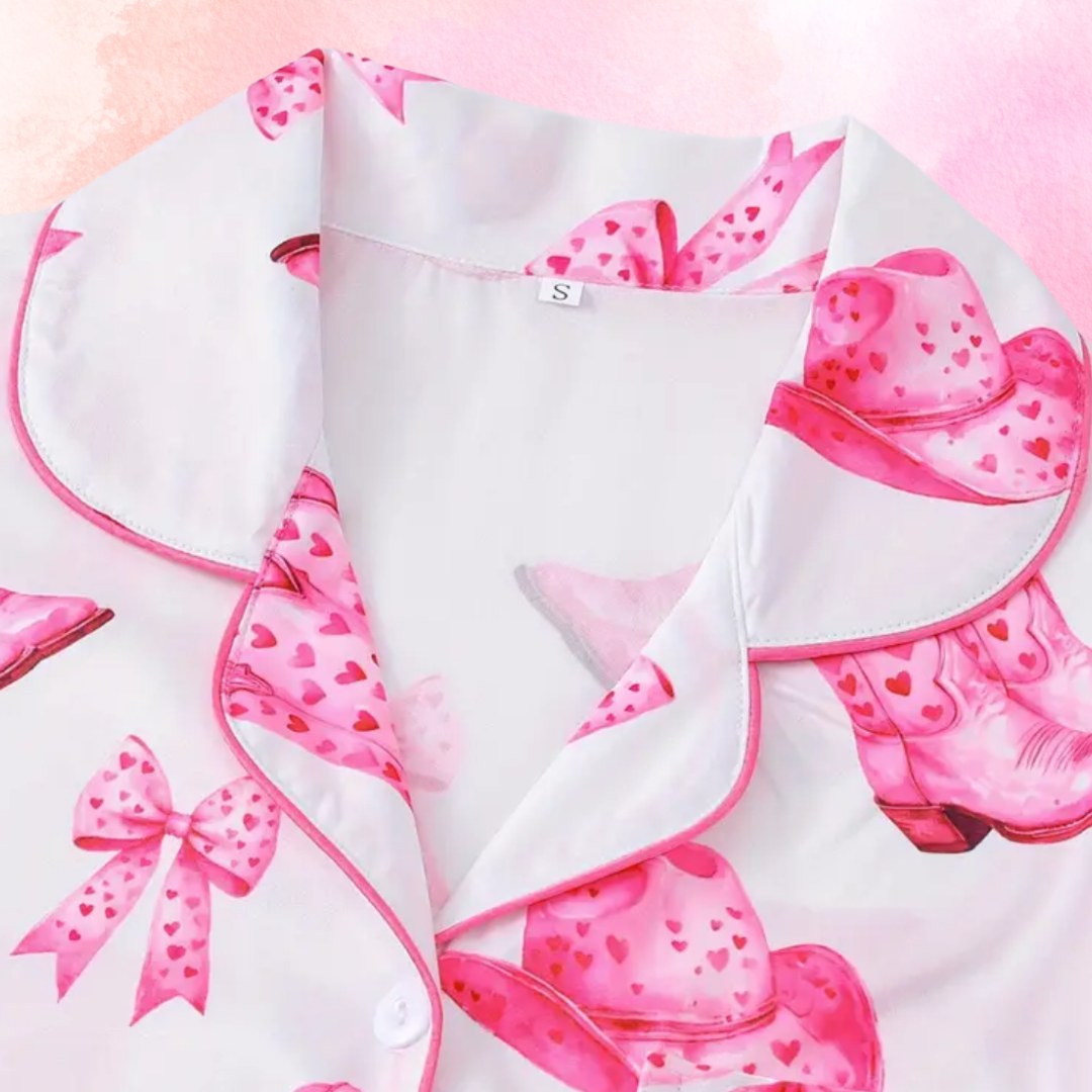 FMH - Damen Sommer Pyjama Set/ Hausanzug Sweet Pink
