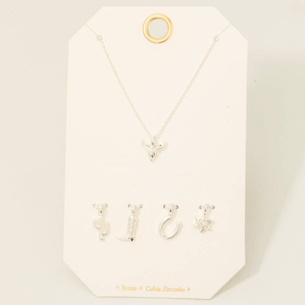 Fame - Westerse Stierenkop ketting met verwisselbare hangers