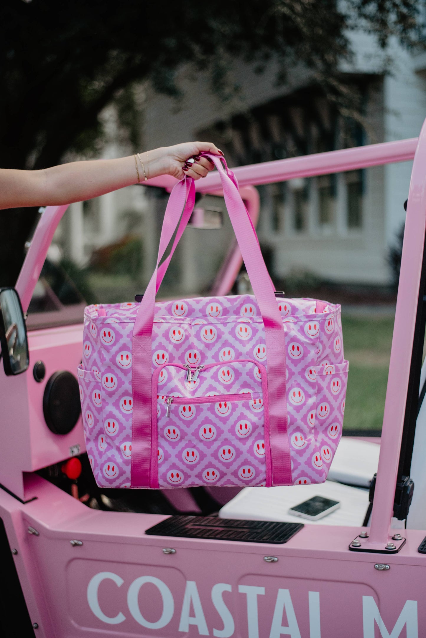 While supplies last - KatyDid - Red/pink foldable large Smiley bag