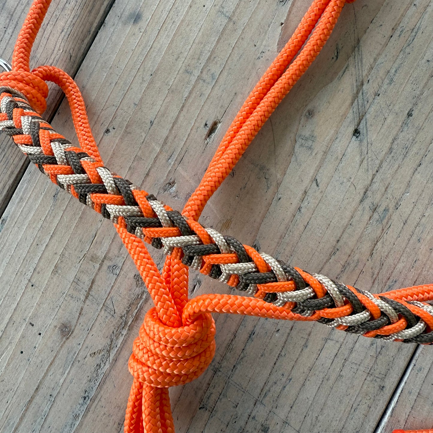 Horse Rope Shop - Touwhalster set rijhalster + teugels ‘Pumpkin Spice’ oranje/bruin