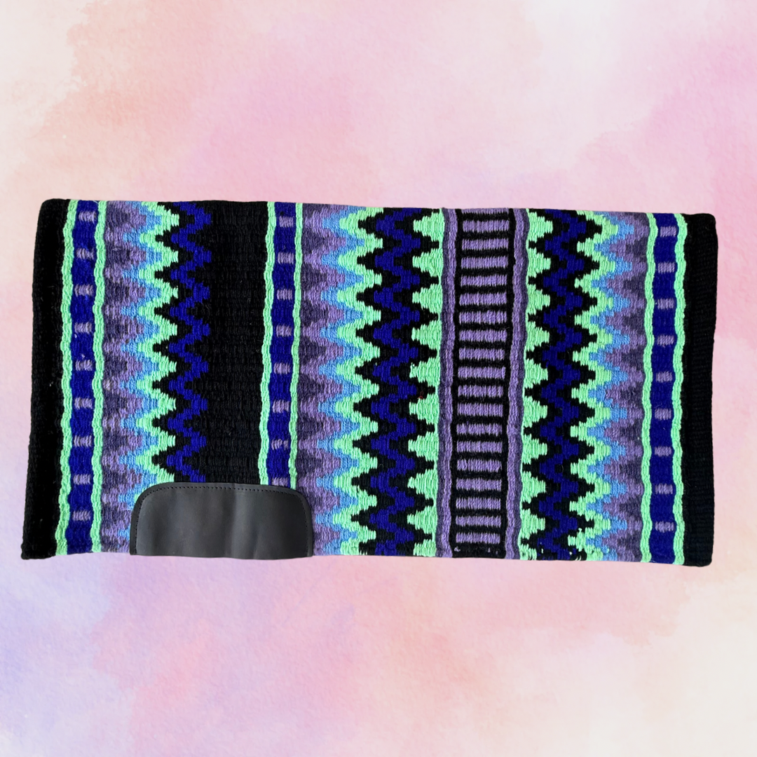 OP=OP - SB031 - Western oversized SHORT showblanket A - Zwart, blauw, paars, mint