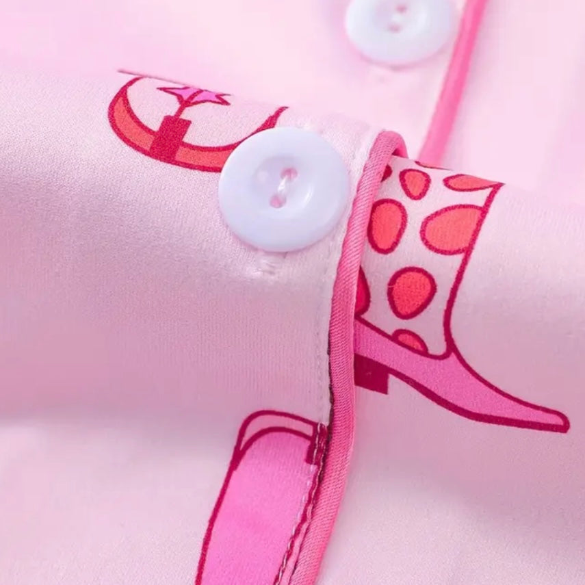 FMH - Children's summer pyjama set/ lounge suit Pink Boots