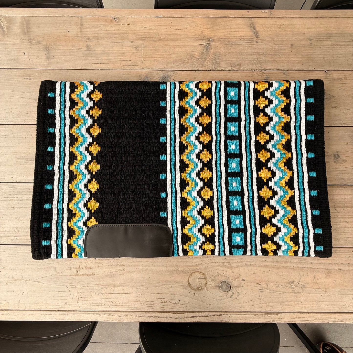 SB023 - Western oversized showblanket A - Zwart, goud, turquoise