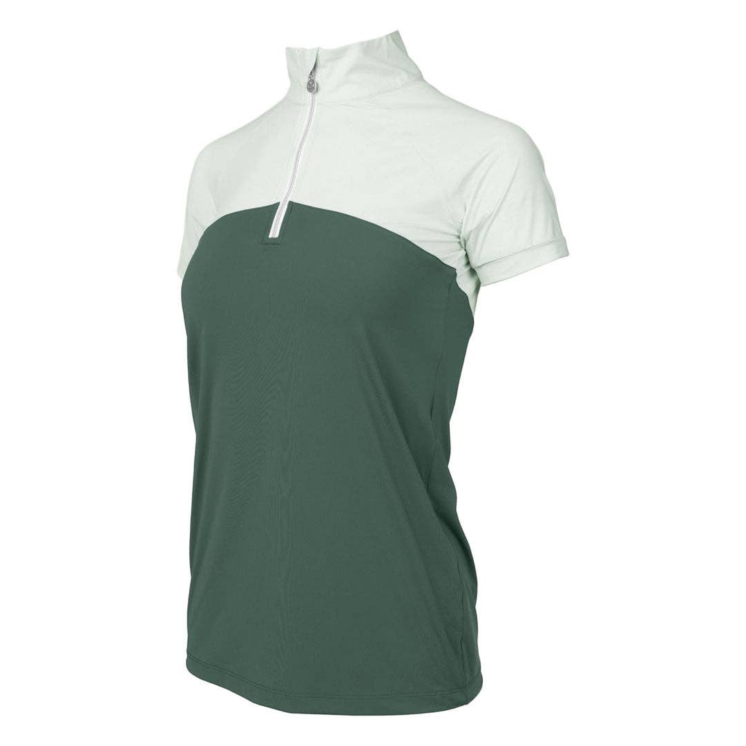 Dapplebay - Dames zip rijtop korte mouw licht teal/ evergreen