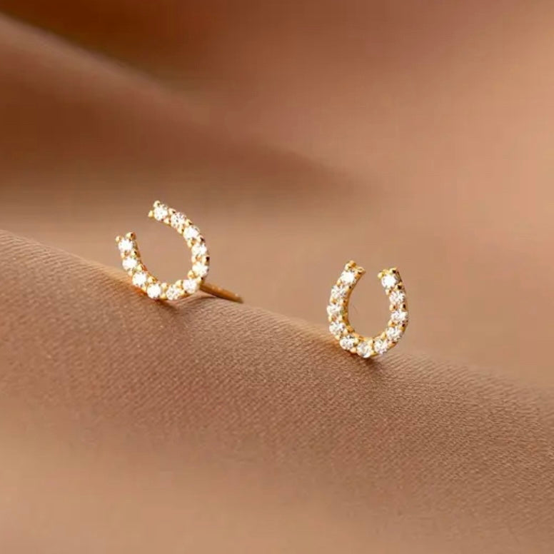 FMH - Oorbellen studs hoefijzer strass