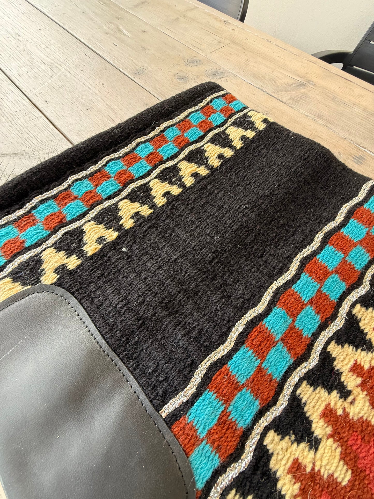 OP=OP - SB038 - Western oversized SHORT showblanket A - Zwart, Turquoise, bruin