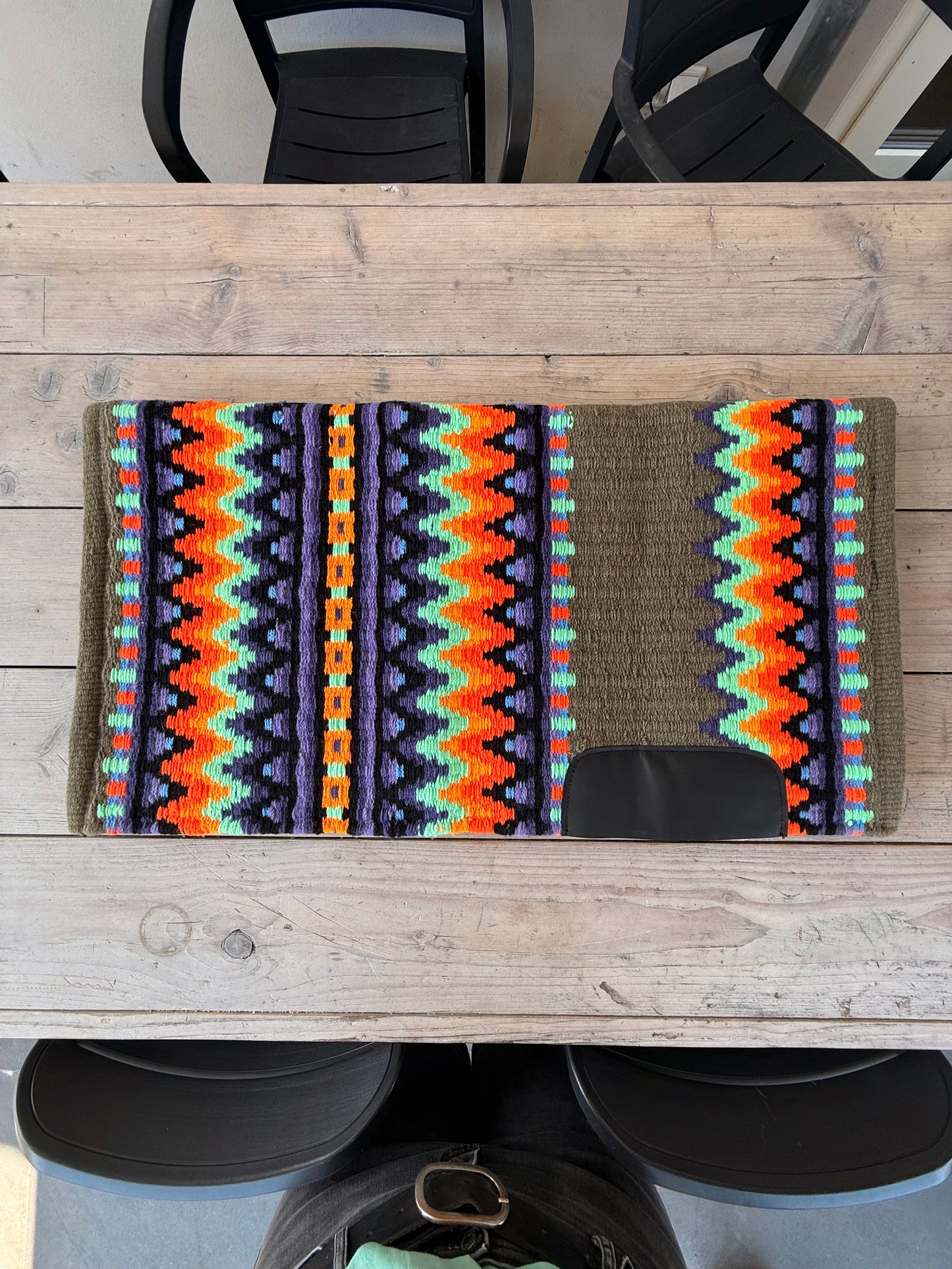 OP=OP - SB035 - Western oversized SHORT showblanket B - Olijfgroen, oranje, paars, mint