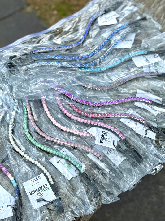 FMH - Sprankelende frontriem ‘Big stone’ Wave met 8mm steentjes in div. kleuren