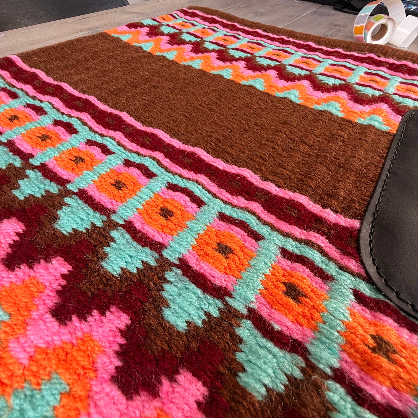 OP=OP - SB005 - Western oversized showblanket B - Bruin, mint, oranje, bordeaux