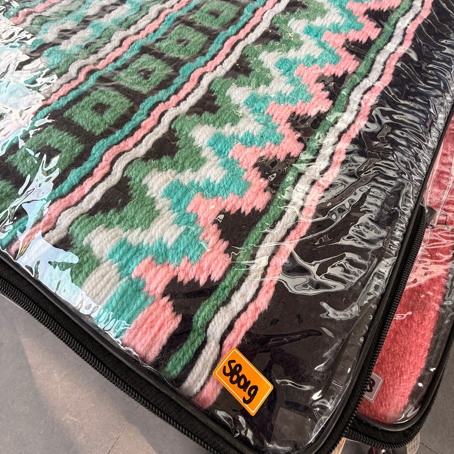 OP=OP - SB019 - Western oversized showblanket B - Zwart, groen, lichtroze, turquoise
