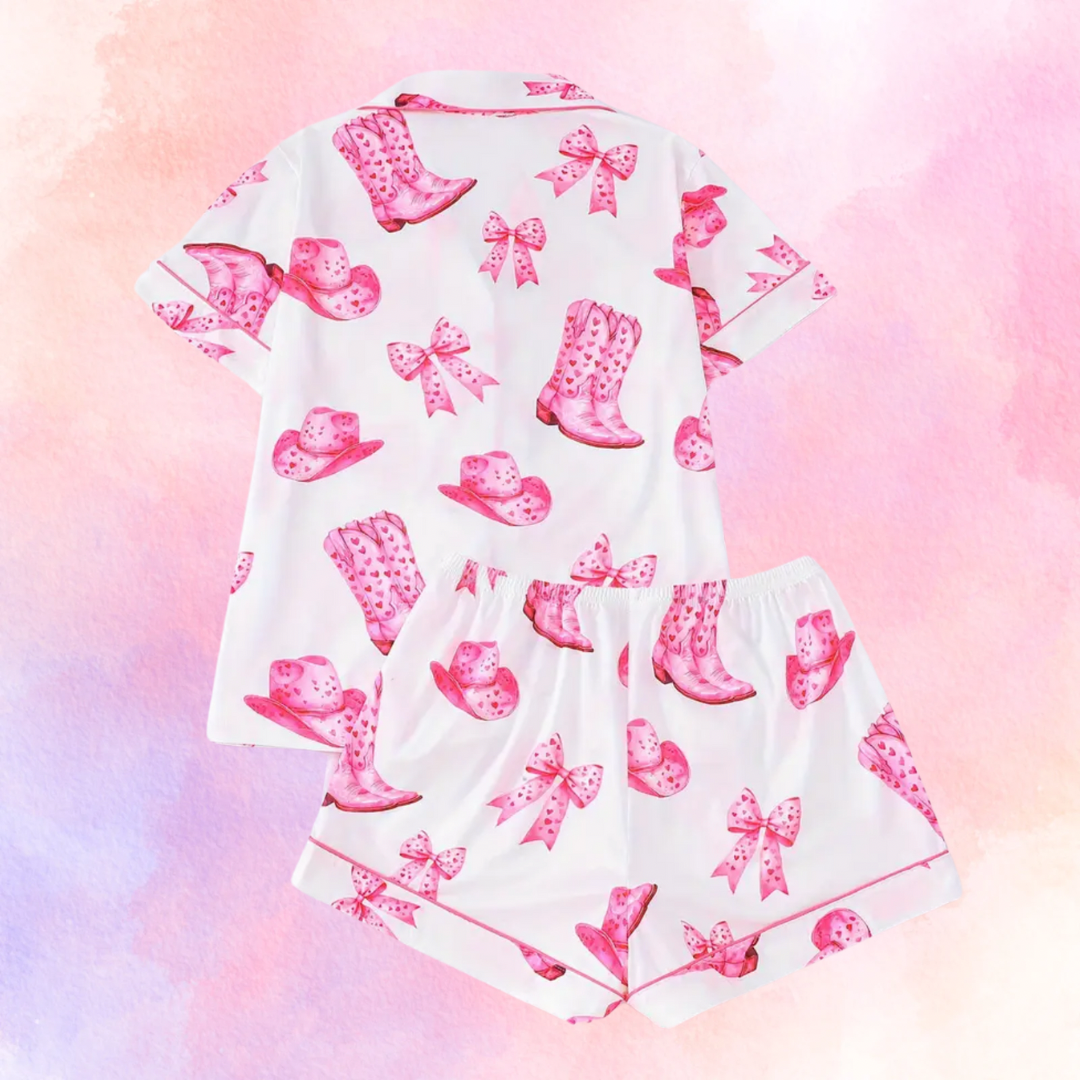FMH - Damen Sommer Pyjama Set/ Hausanzug Sweet Pink