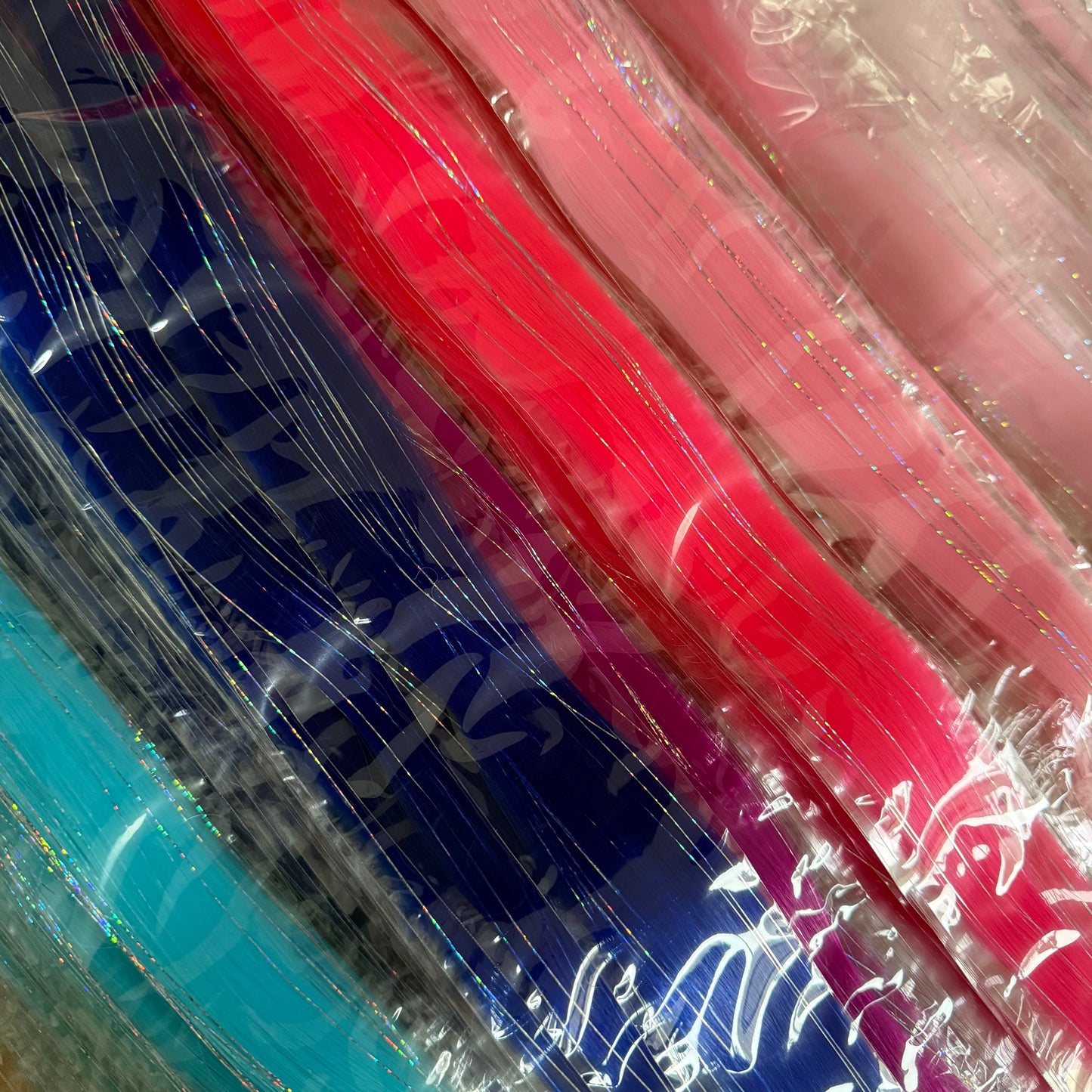 FMH - Clip-in combi haarextenties gekleurd haar met tinsels voor staart en manen