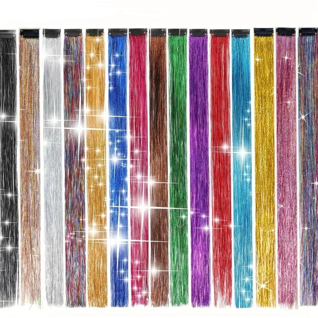 FMH - Clip-in volle hair tinsels glitter per stuk
