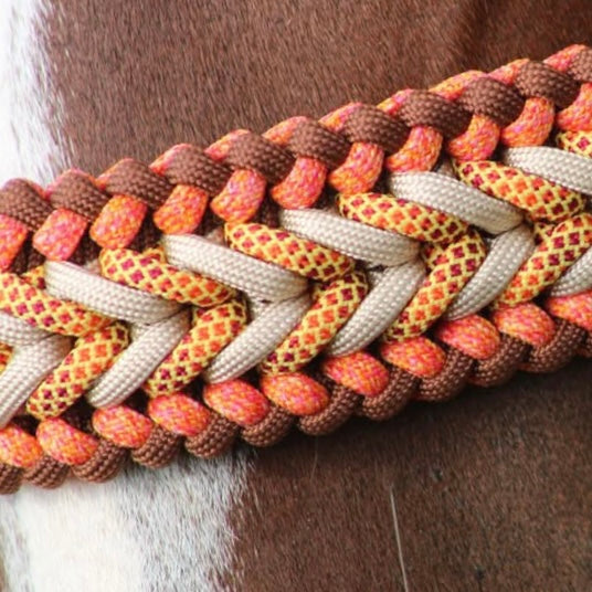 Handgemaakte paardenhalsters - Geknoopt halster ‘Desert Sun’ Oranje/ bruin