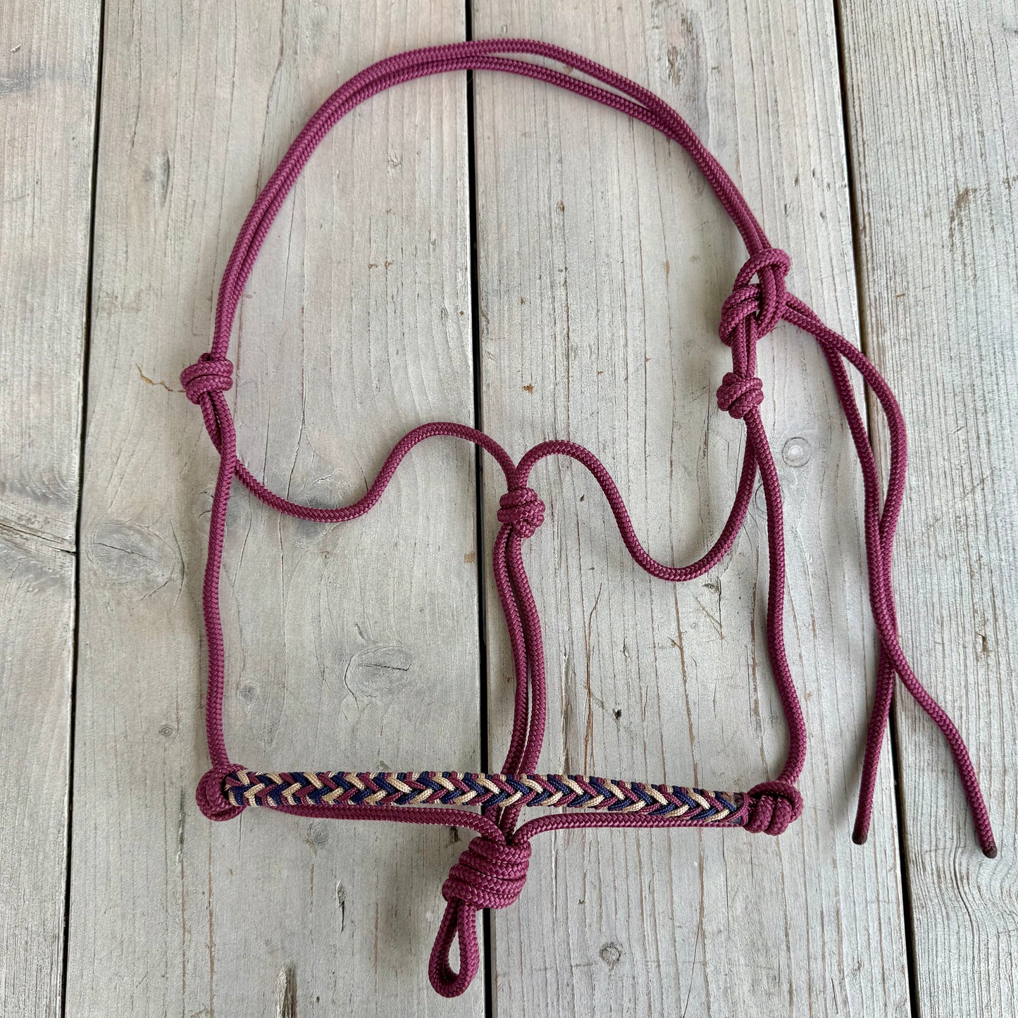 Horse Rope Shop - Touwhalster Luna ‘Noble Rouge’ bordeaux/blauw