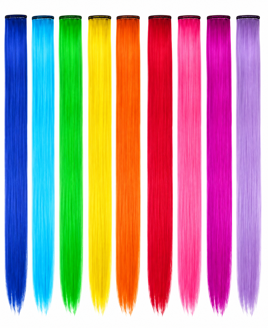 FMH - 18-pack Regenboog haarextention clips nephaar 2x9 kleuren