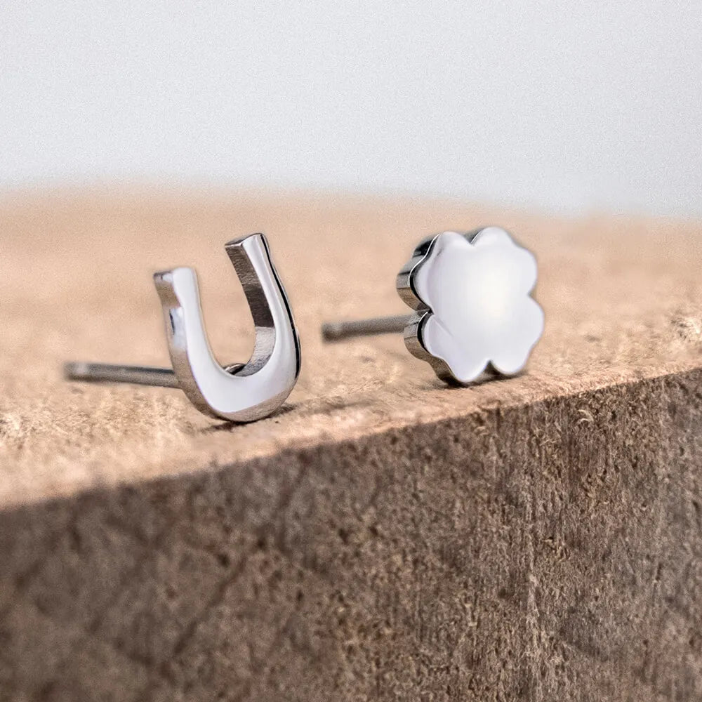 Ponytail & Co - Clover and Horseshoe Stud Earrings (various colors)