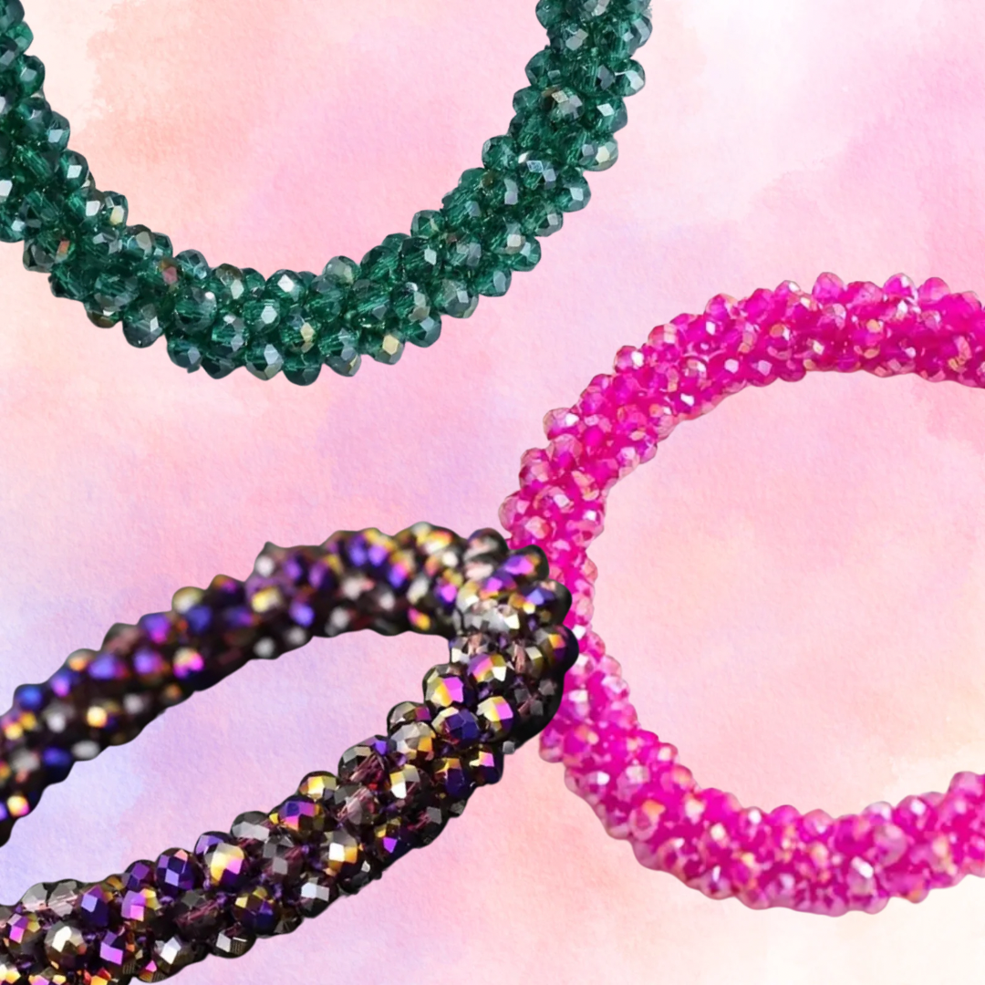 FMH - glitter elastiek knotband effen