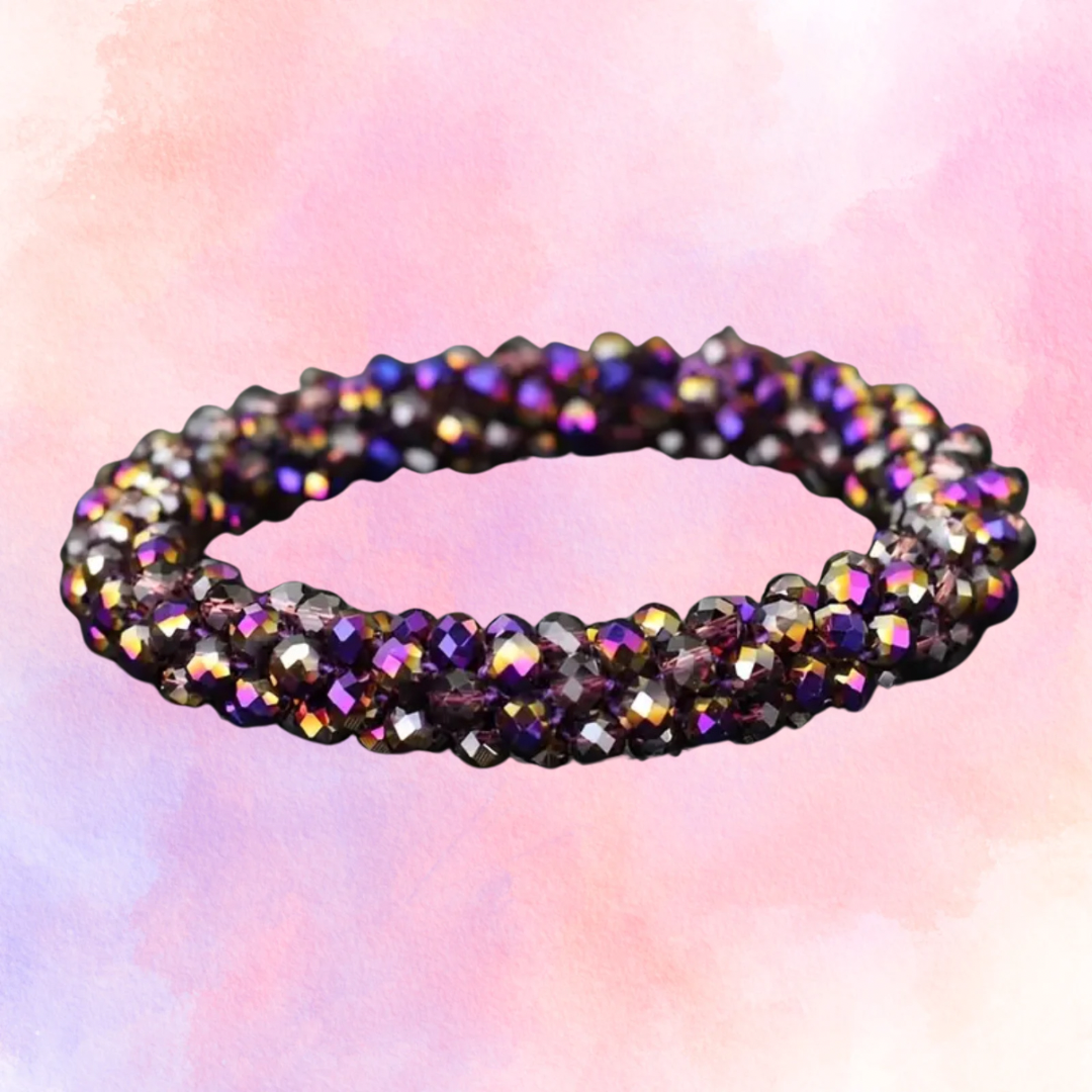 FMH - glitter elastiek knotband effen