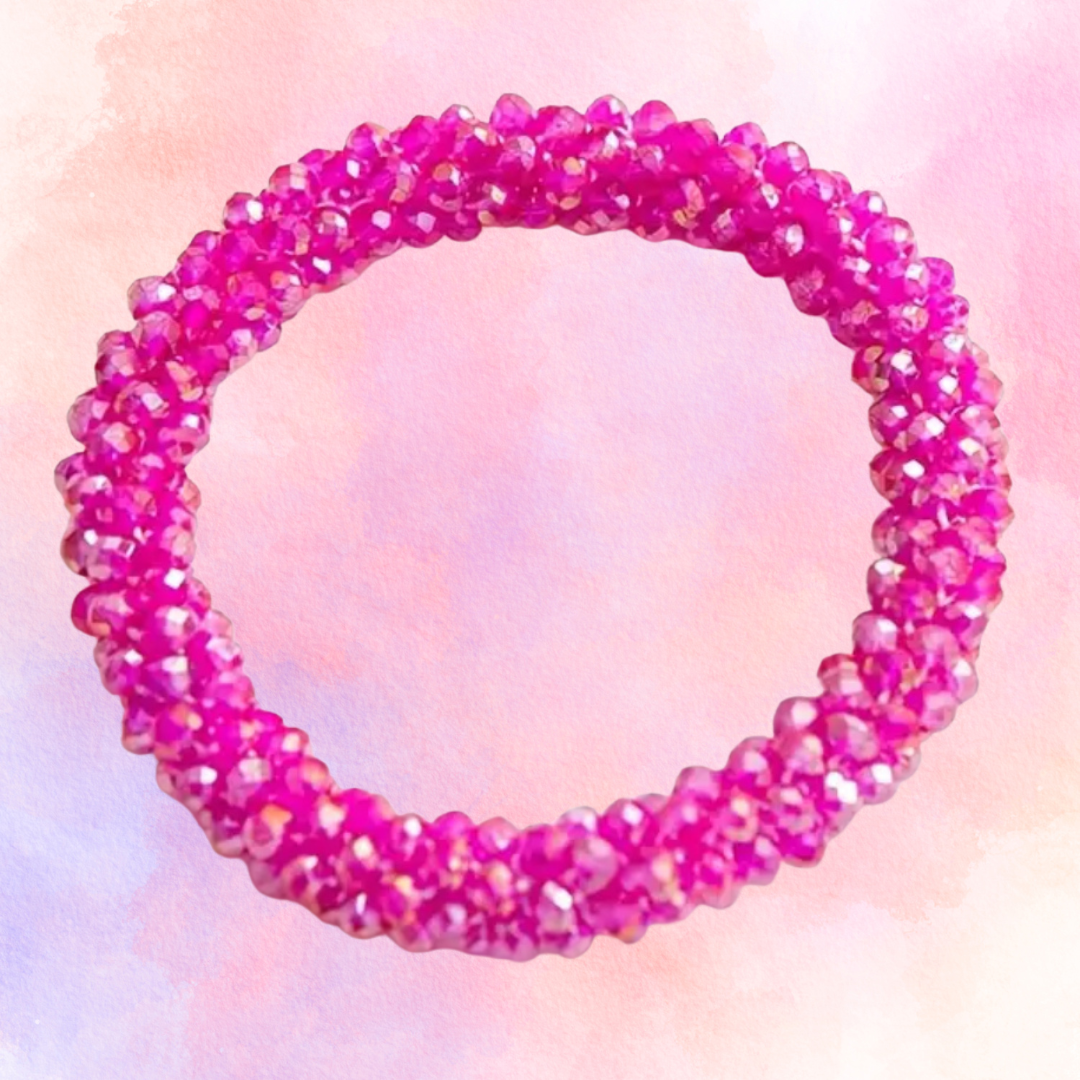 FMH - glitter elastiek knotband effen