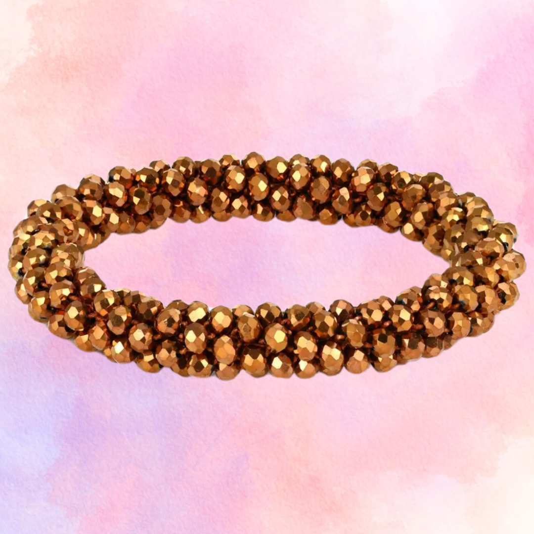 FMH - glitter elastiek knotband effen