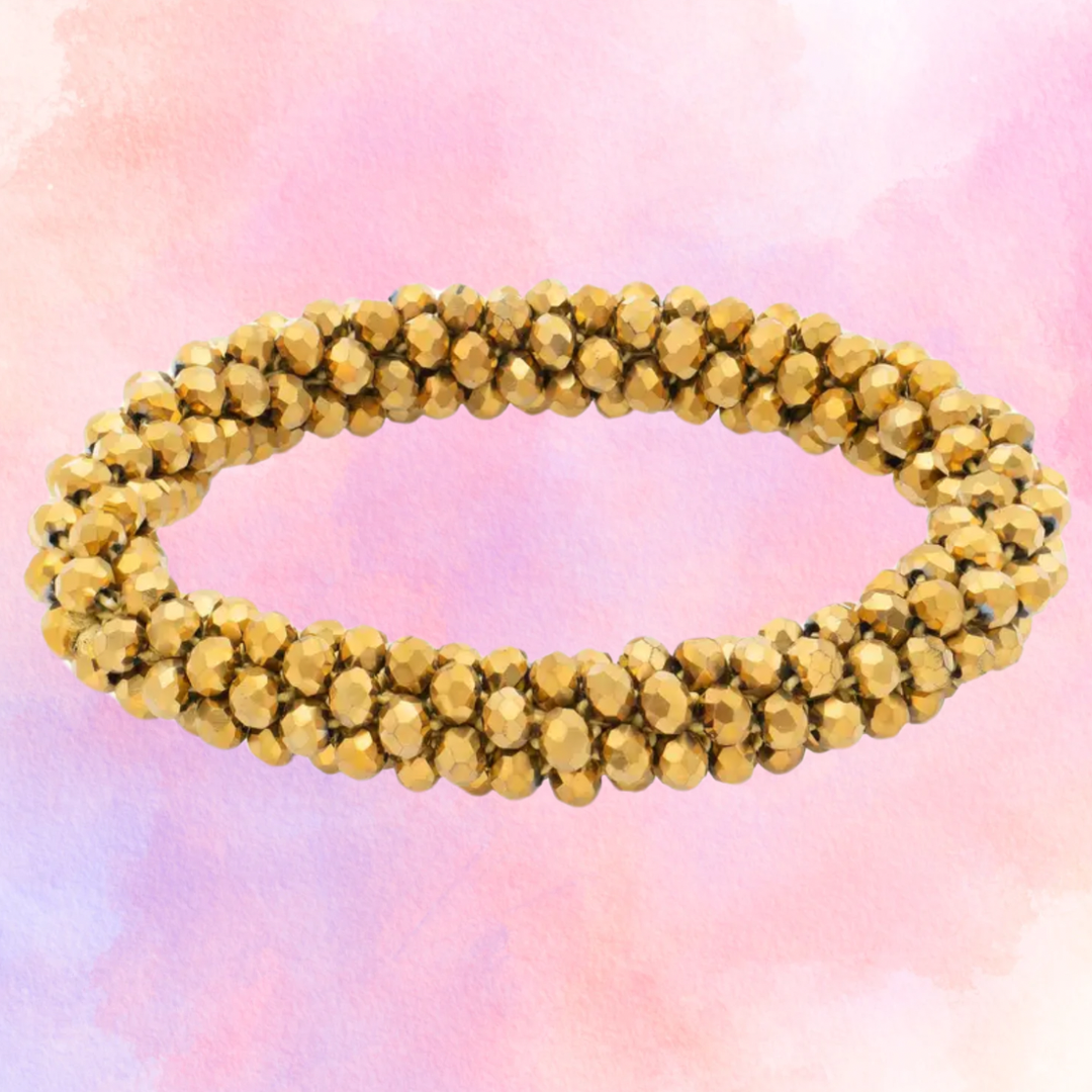 FMH - glitter elastiek knotband effen