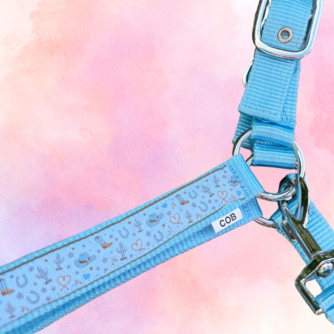 Happy Halster - Blue Cowboy light blue halter (fur)