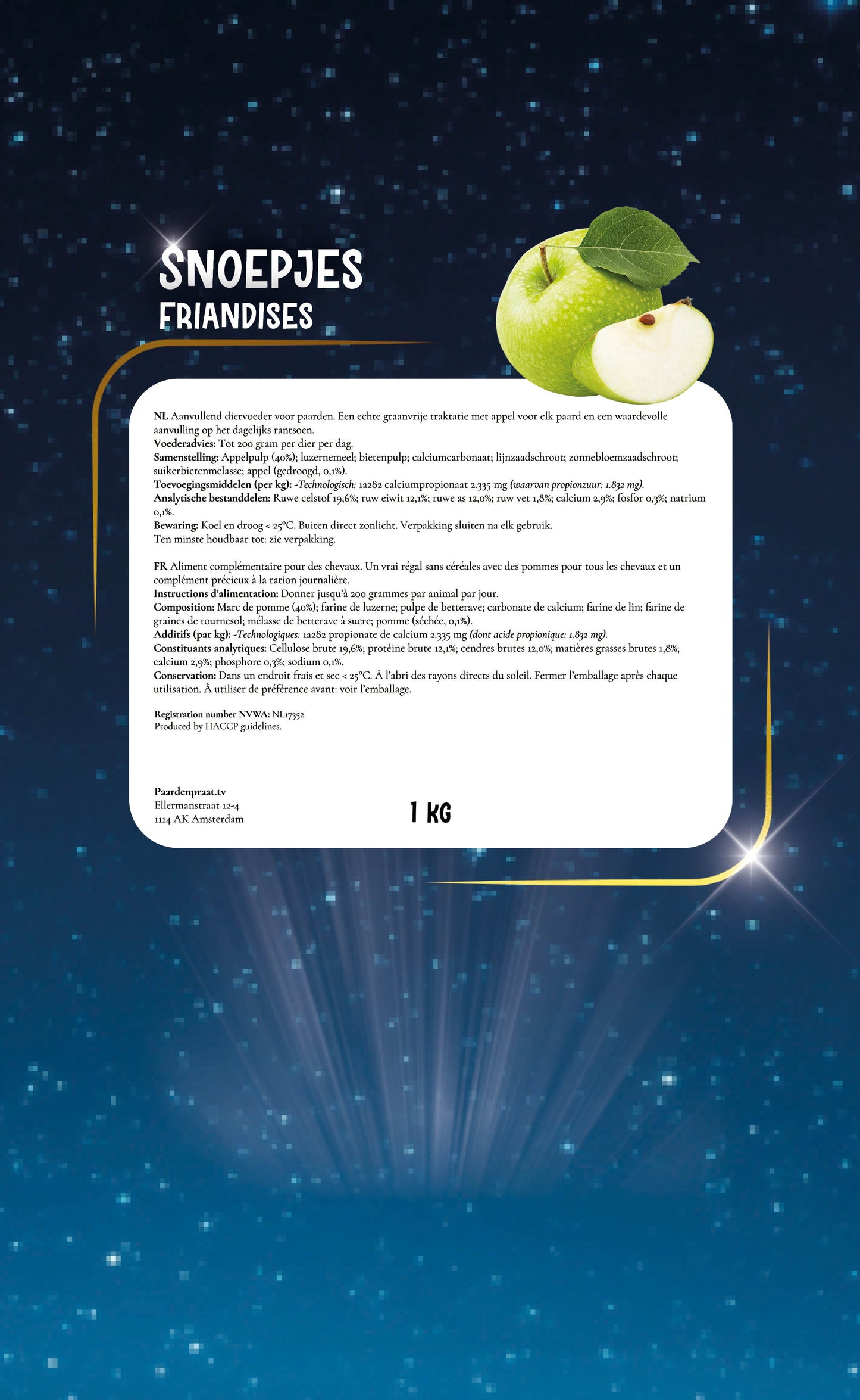 Paardenpraat - Paardensnoepjes Banaan of Appel graanvrij 1KG