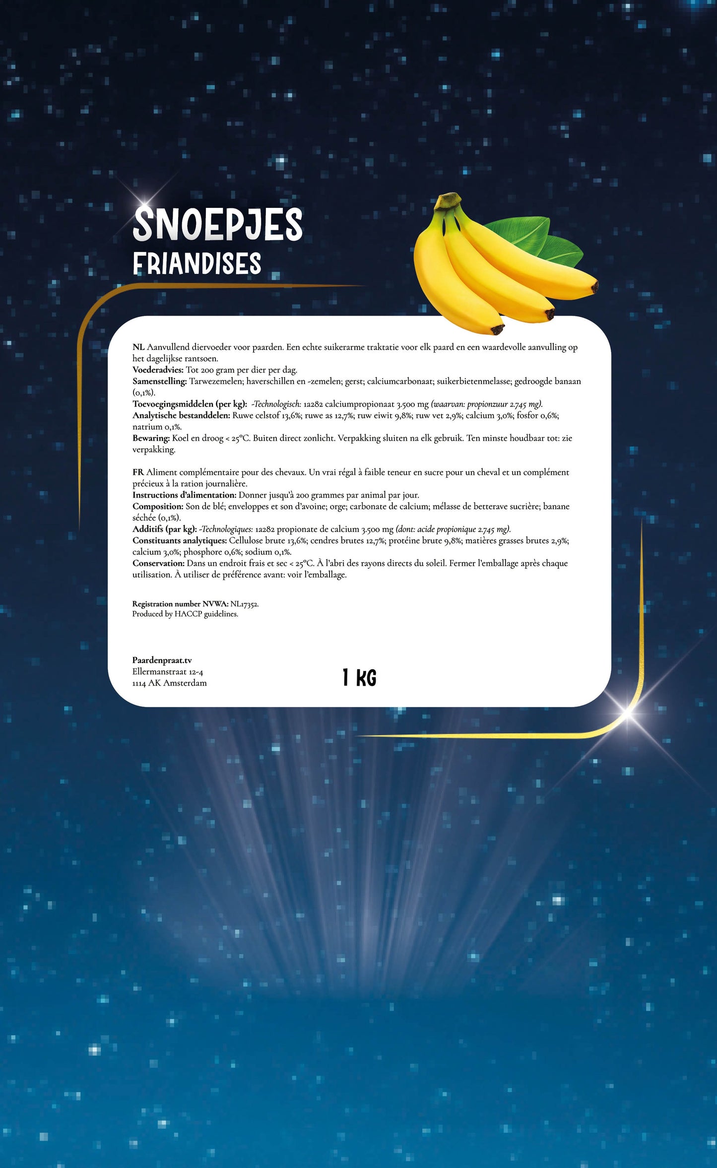 Paardenpraat - Paardensnoepjes Banaan of Appel graanvrij 1KG