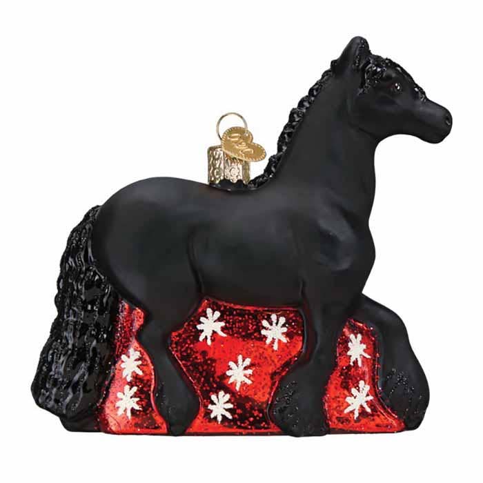 Kelley&Co - Friesian horse glass ornament