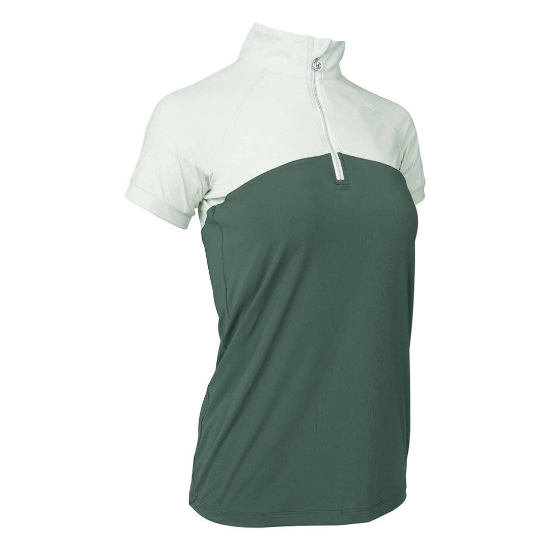 Dapplebay - Dames zip rijtop korte mouw licht teal/ evergreen