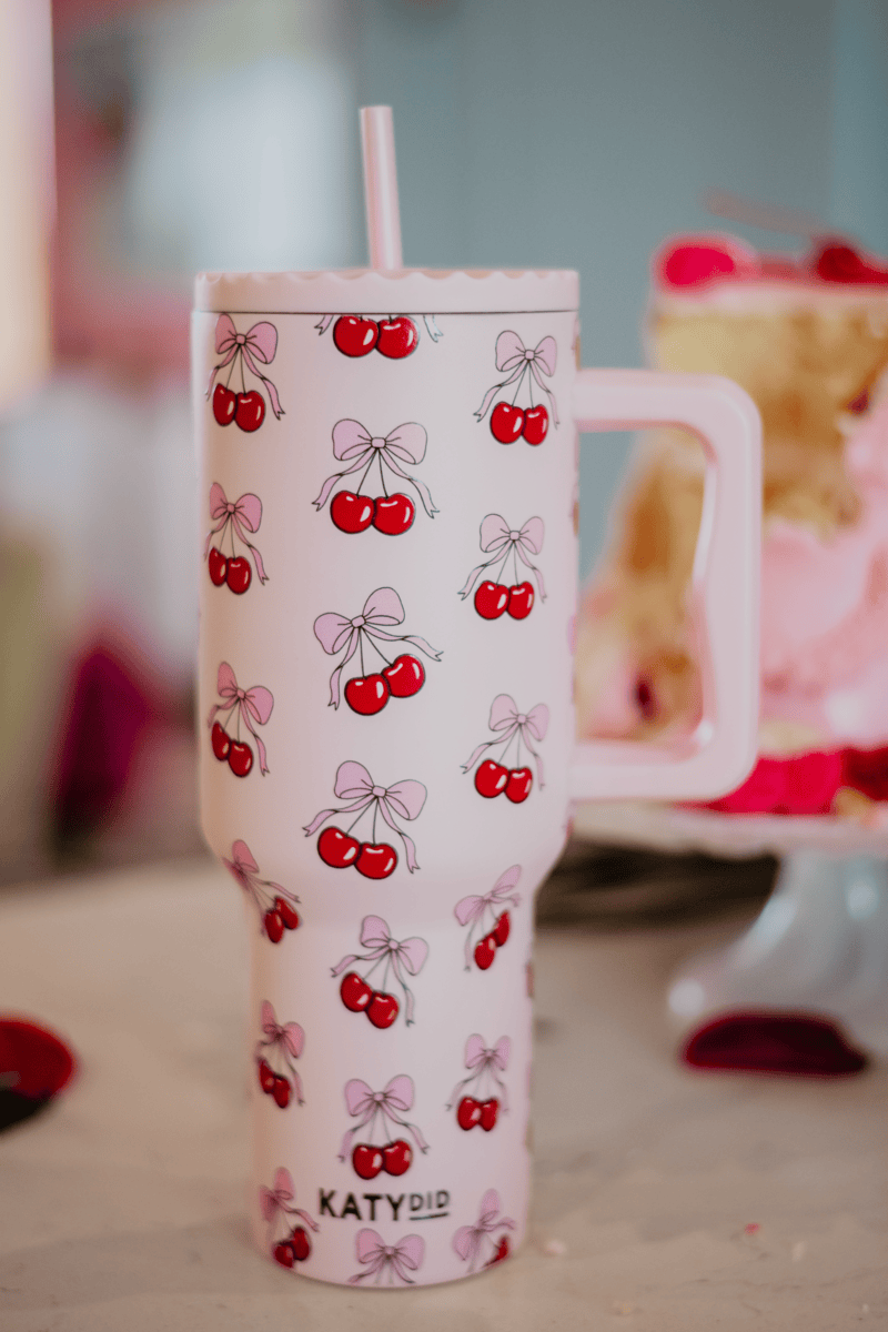 KatyDid - Tumbler Cherry Bow 38Oz Thermosbecher