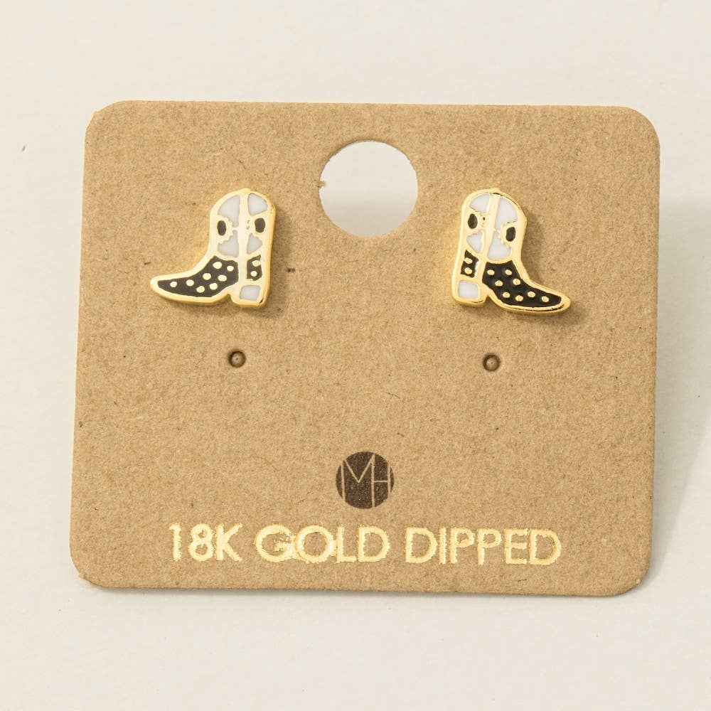 Fame - In goud gedompelde epoxy cowboylaarzen oorknopjes
