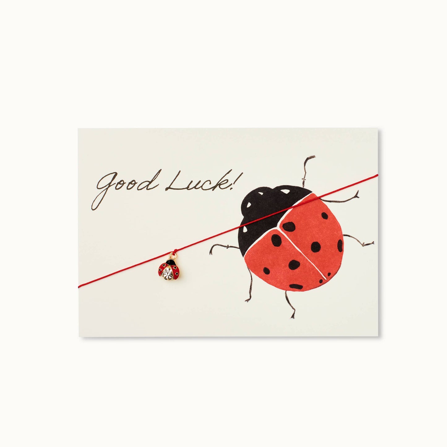 ByVivi - Armband met kaart: Good luck! Lieveheersbeestje