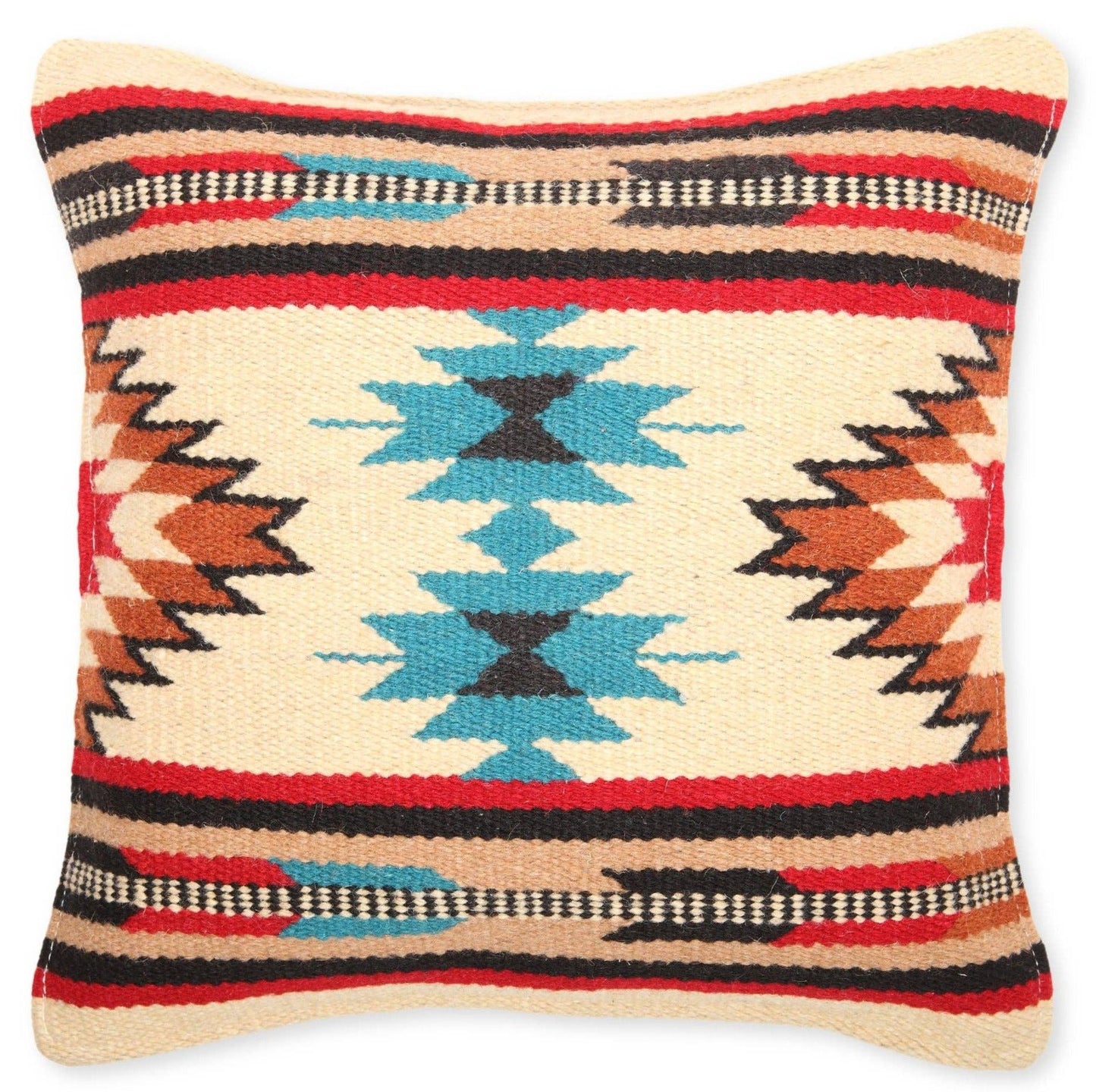 El Paso - Wool Maya moderne kussenhoes beige/rood #9