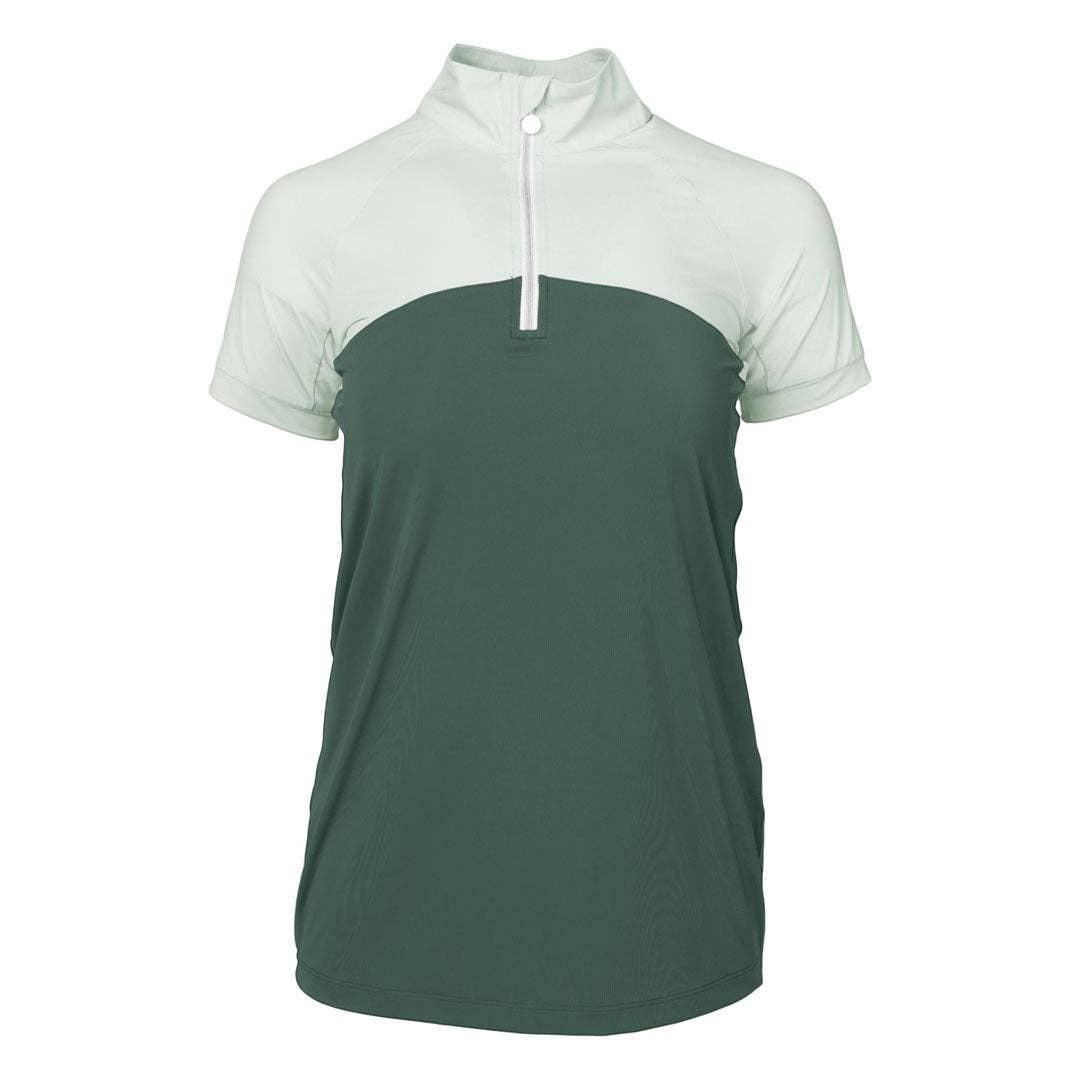 Dapplebay - Dames zip rijtop korte mouw licht teal/ evergreen