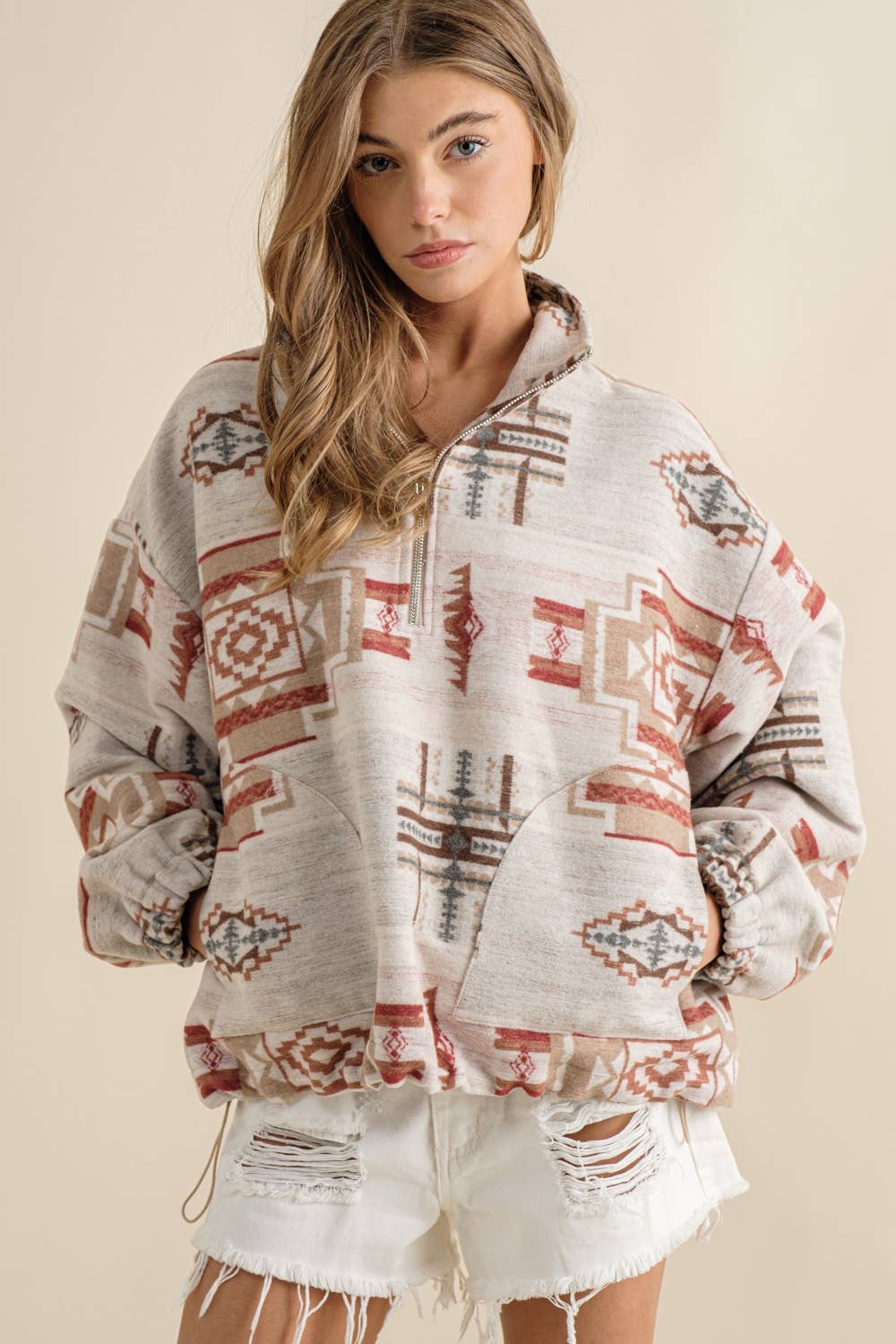 Blue B - Azteekse trui van zacht geborsteld fleece