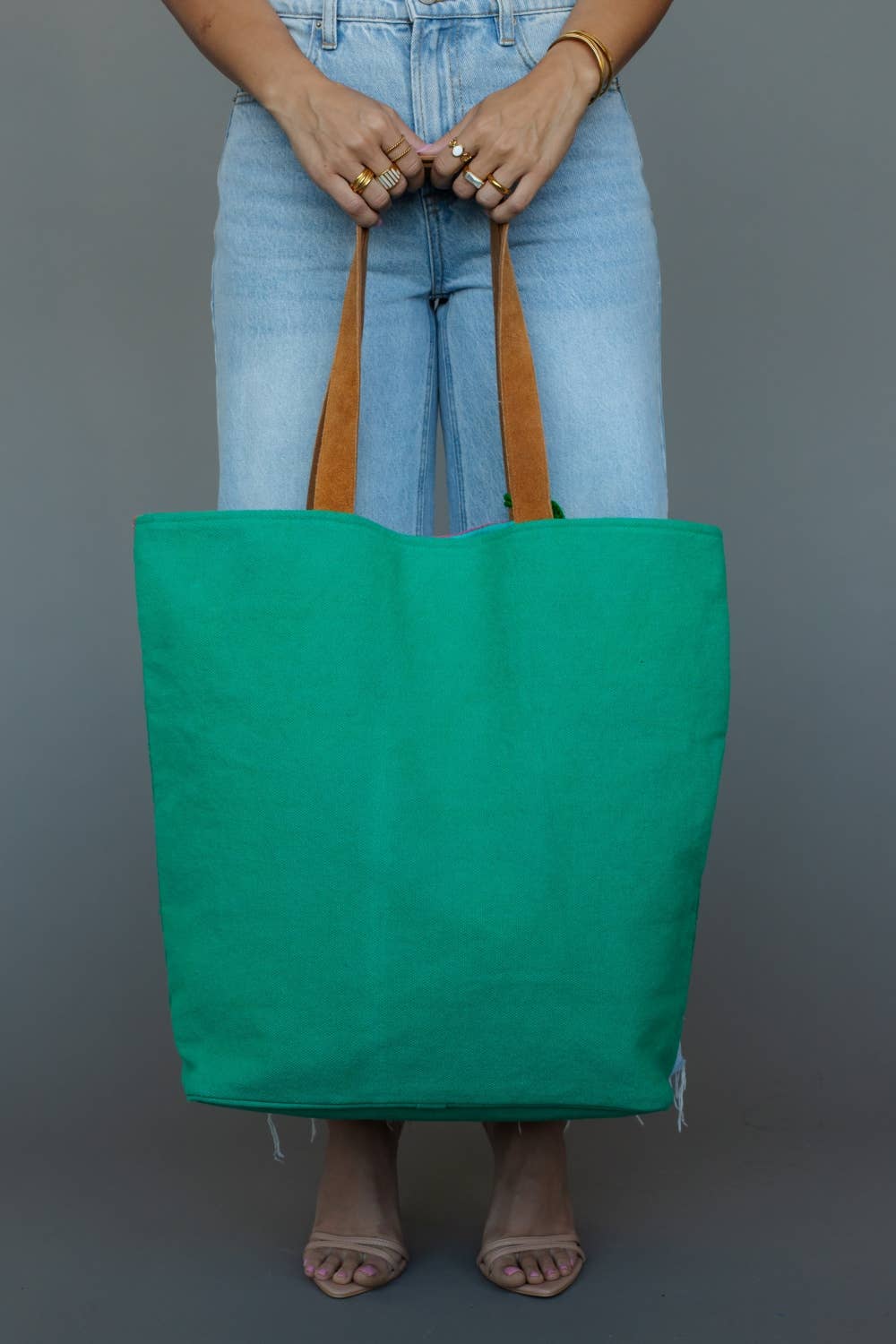 Panache Apparel Co - Bolsa tote western verde, rosa y naranja