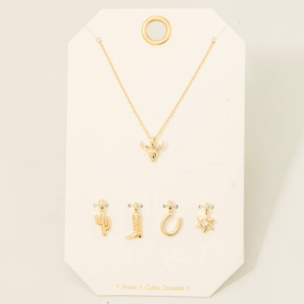 Fame - Westerse Stierenkop ketting met verwisselbare hangers