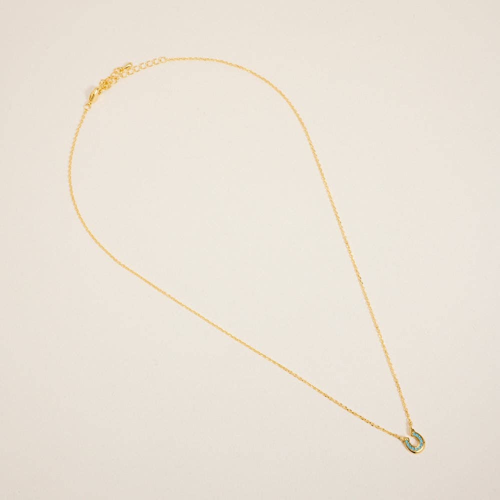 Designature - Gold-plated rodeo horseshoe western necklace with turquoise
