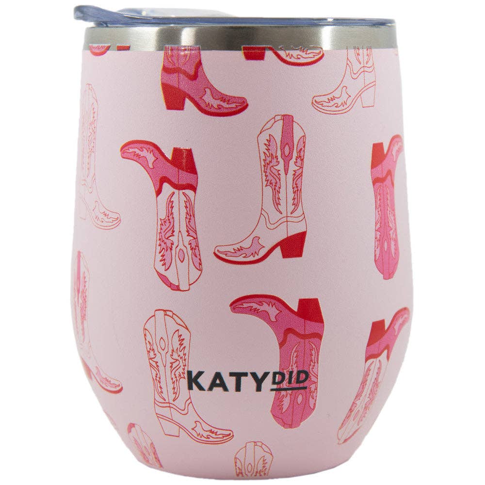 KatyDid - Lichtroze westernlaarzen Wijn Tumbler Cup beker
